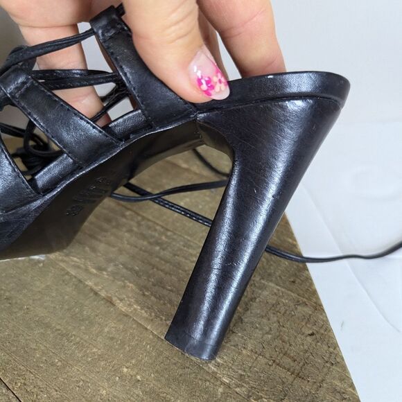 Vintage Stone Ridge Lace Up Black Heels Size 6 Leather 90s - Picture 10 of 12